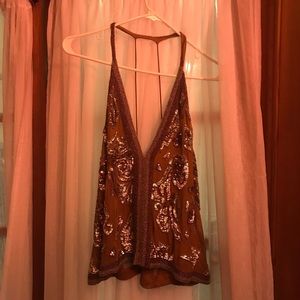 Free people small beautifully beaded tank top